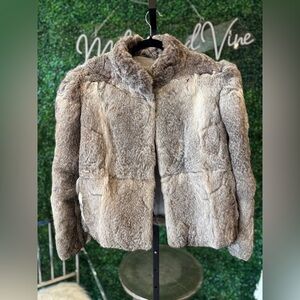 Sold! Vintage, luxurious gray rabbit fur bomber style coat